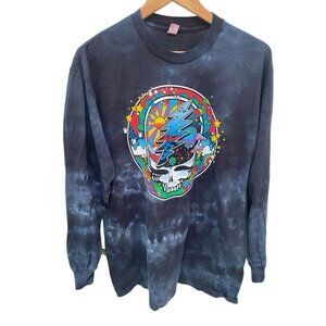 Men’s Large Blue Tye Dye Skull Concert Tee NWOT